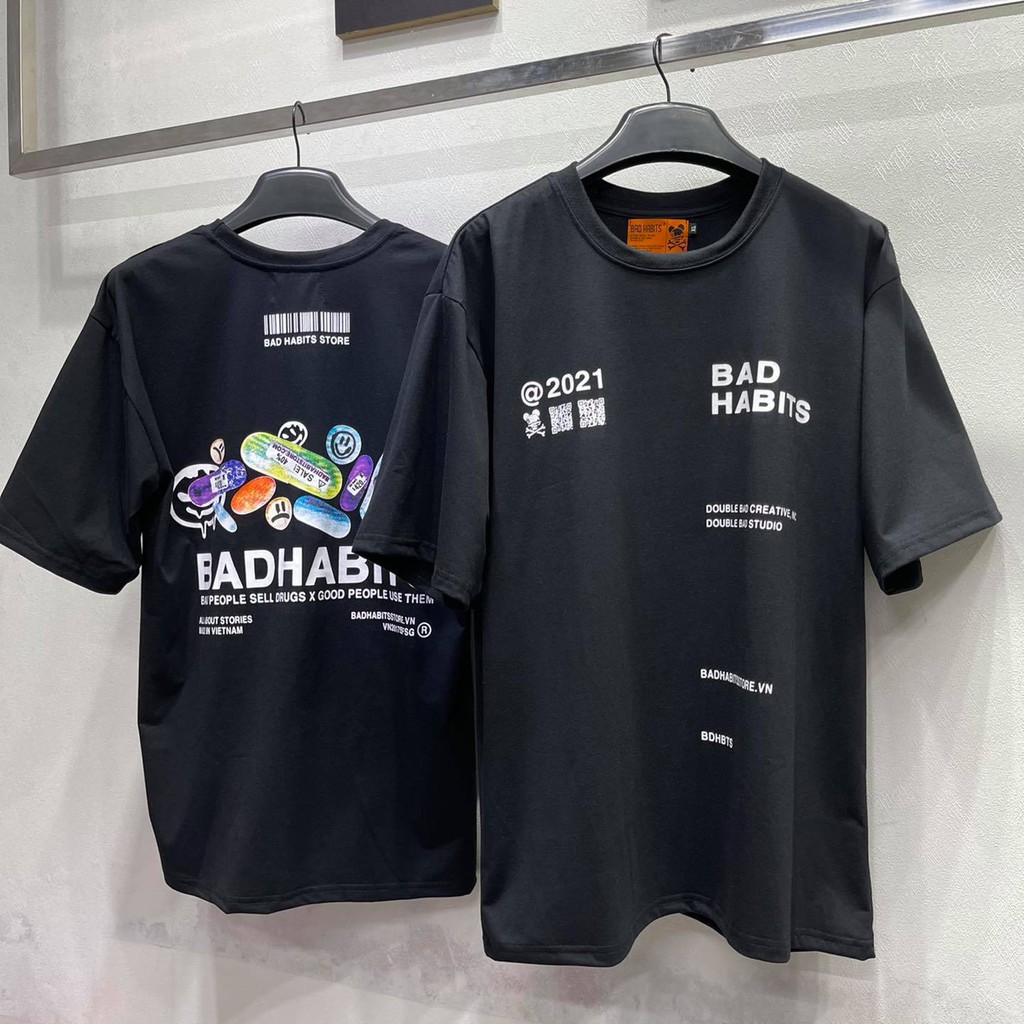 Áo thun bad habit Nam nữ Áo thun tay lỡ vải cotton form rộng - GIN STORE