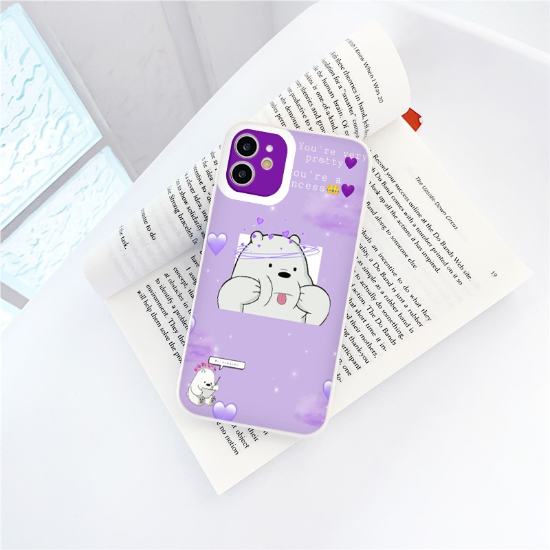 Ốp lưng iphone gấu bự tím viền vuông bảo vệ camera ốp iphone6/6plus/6s/6splus/7/7plus/8/8plus/x/xr/xs/11/12/13/pro/ma
