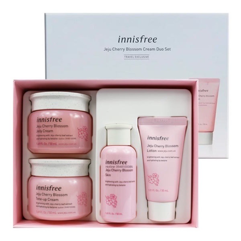 Bộ mini dưỡng trắng da hoa anh đào Innisfree Jeju Cherry Blossom Duo Set (3 món)