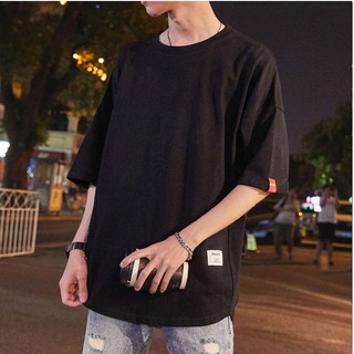 (Ảnh Thật) Áo thun nam tay lỡ form rộng phong cách Hồng Kông