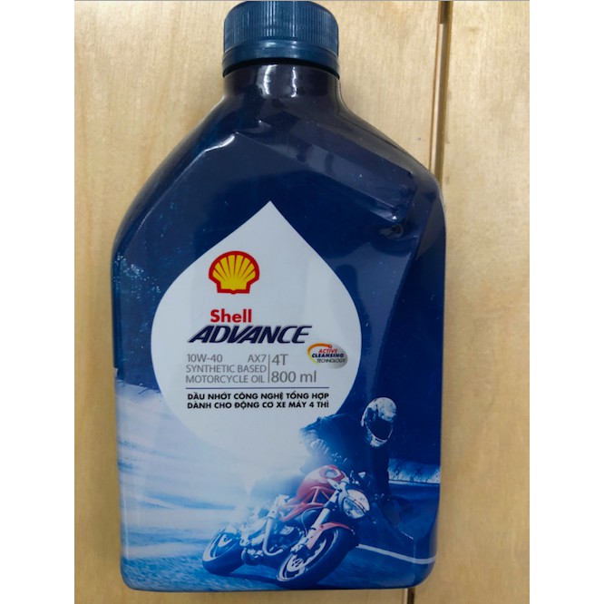 Dầu nhớt bán tổng hợp xe số và xe tay côn Shell Advance AX7 10W-40 800ml mẫu mới nhất