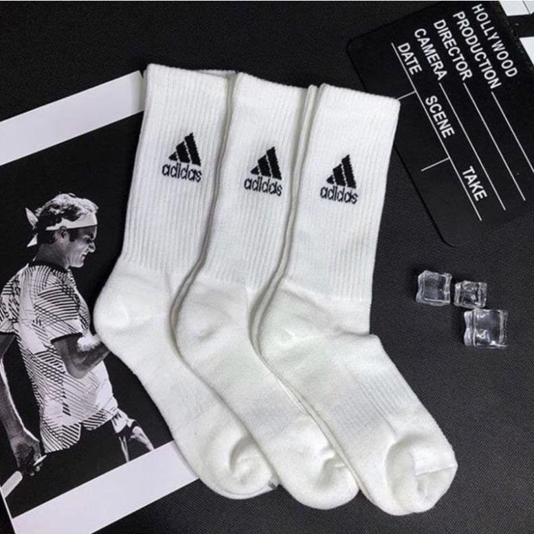 Tất ADIDAS cổ cao [ Hàng dày xuất khẩu ] Vớ thể thao dệt kim cao cấp 95% Coton hạn chế mùi hôi và thông thoáng