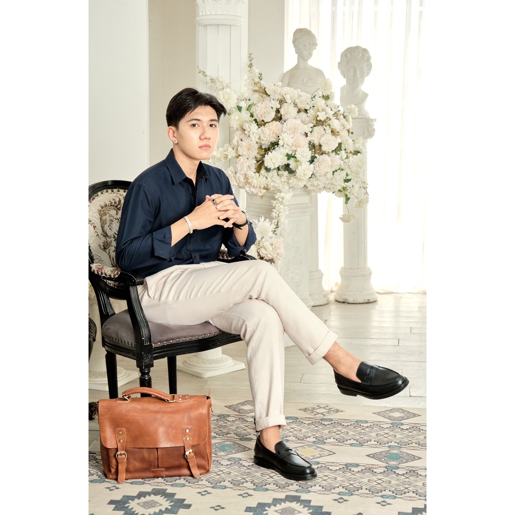 Giày Lười Nam B21 Da Bò 2 Lớp Cao Cấp Chống Thấm Nước Giày Penny Loafer Tăng Chiều Cao Phong Cách Công Sở Trẻ Trung