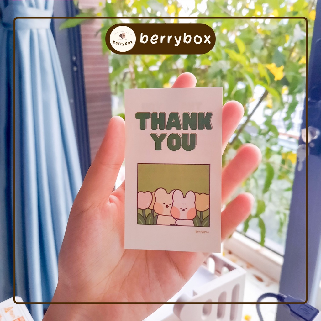 Cá | Set 50 card thank you, thiệp cảm ơn dễ thương Tulip, size 9x5,5cm