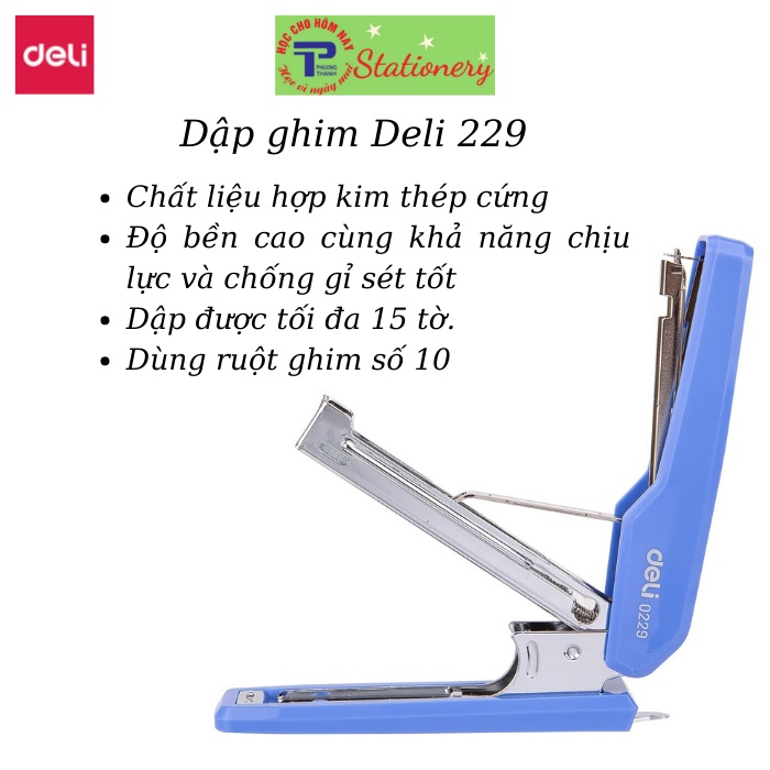 Dập ghim #10 Deli, 15 trang Đen, Xám, Xanh - 1 cái E0229