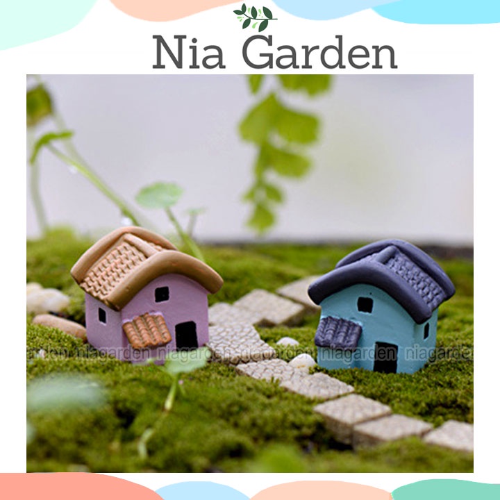 Tiểu cảnh ngôi nhà mô hình mini trang trí chậu cây hồ cá vườn terrarium Nia Garden N5