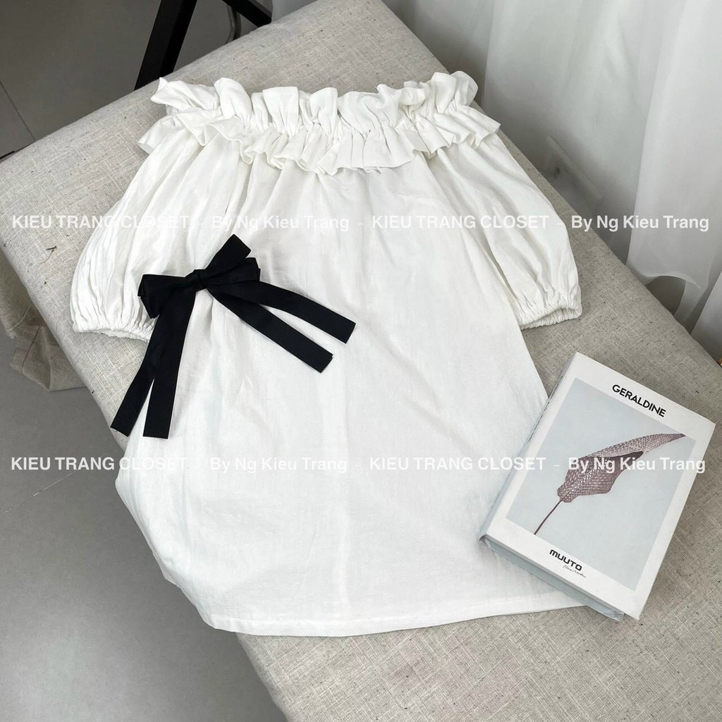 [ V03] Đầm⚡Bán Lỗ⚡váy trễ vai chun tay lửng màu trắng kiểu công chúa ulzzang obiking | BigBuy360 - bigbuy360.vn