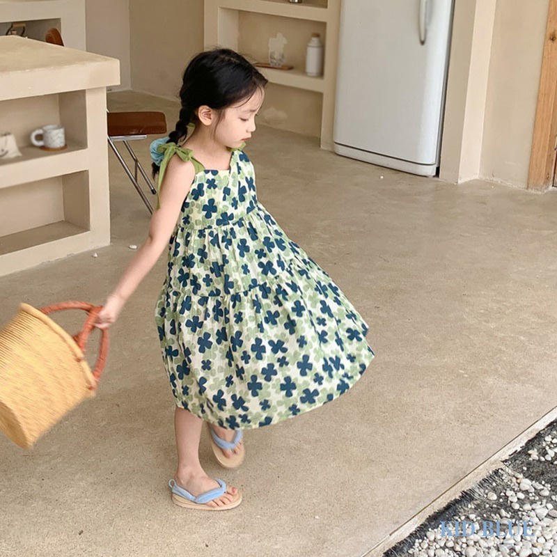 Đầm Hai Dây Thắt Nơ In Họa Tiết Hoa Phong Cách Hàn Quốc Thời Trang Mùa Hè Xinh Xắn Cho Nữ