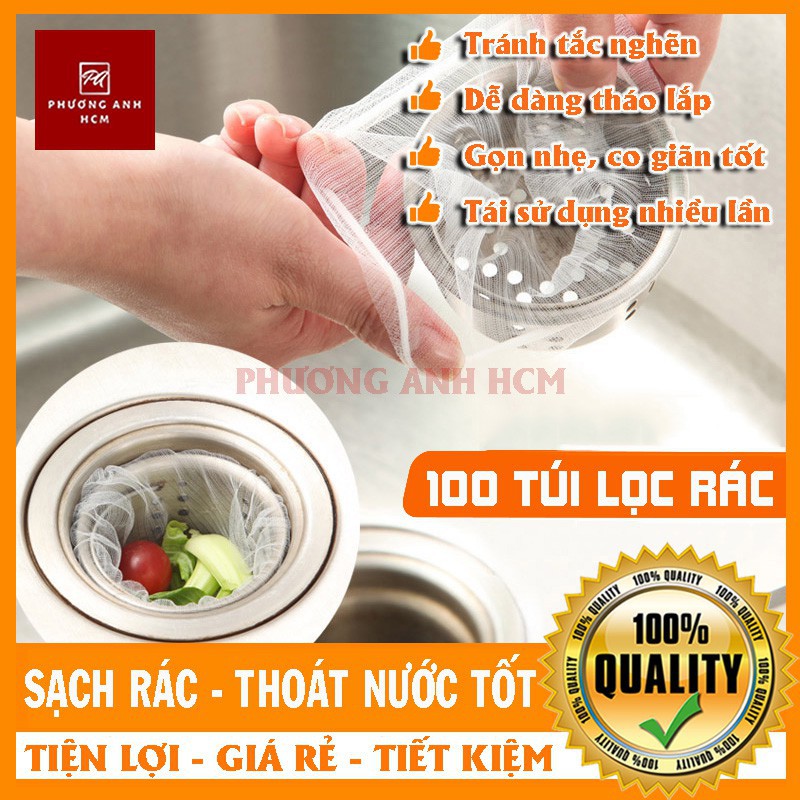 Set 100 Túi Lọc Rác Thông Minh Dành Cho Bồn Rửa Chén Bát