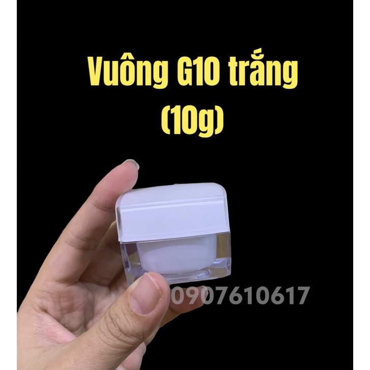 Hủ vuông G10 trắng 10g chiết kem face