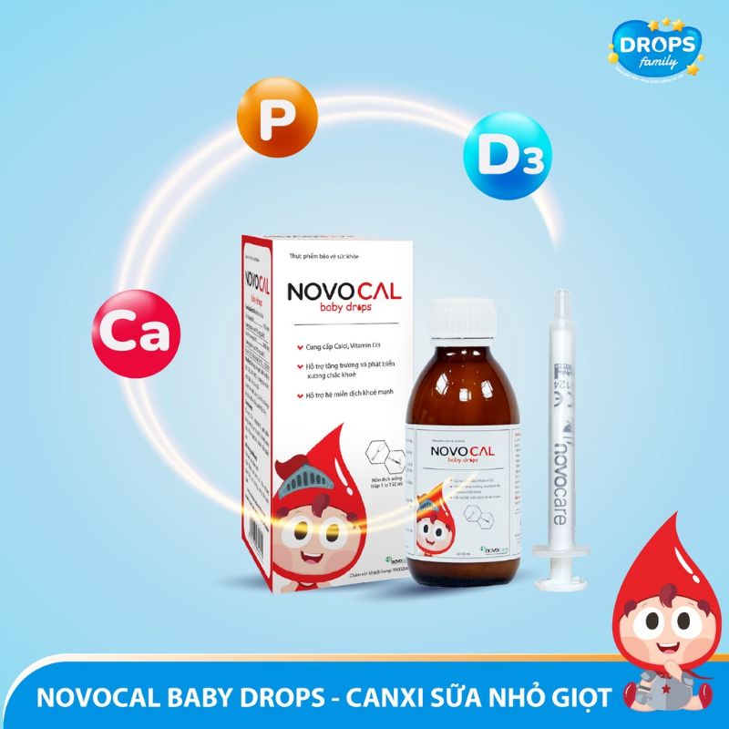 NOVOCAL BABY DROPS FORTE 90ml - Canxi cho bé hỗ trợ xương chắc khỏe, tăng chiều cao, hương sữa thơm ngon