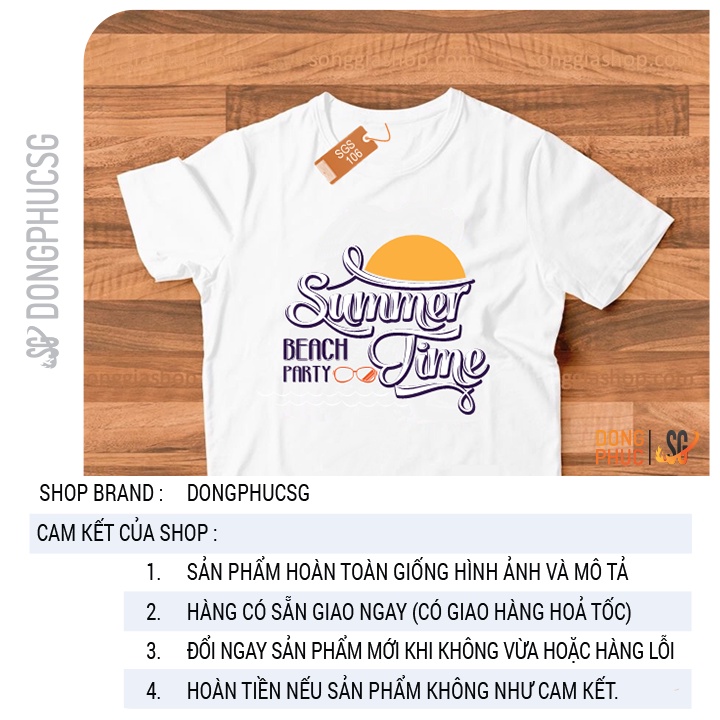 Áo thun hội nhóm unisex nam nữ gia đình SUMMER phông màu trắng thun cotton mềm mịn SGS106 | SG