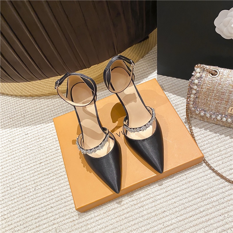 Giày Cao Gót Mũi Nhọn Đính Đá Thời Trang Mới 2022