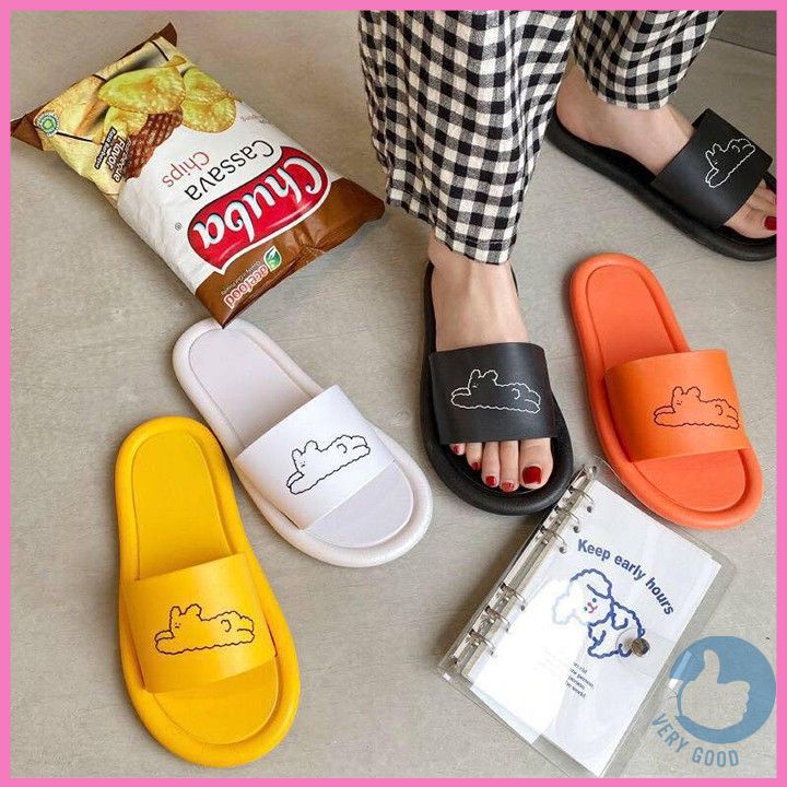 Dép lê nam nữ, dép đi trong nhà cao su siêu mềm, siêu bền, chống trơn trượt, họa tiết gấu đáng yêu DU14