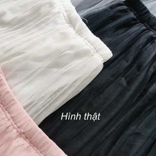 Chân váy lưới dập ly midi lưng thun - A0U