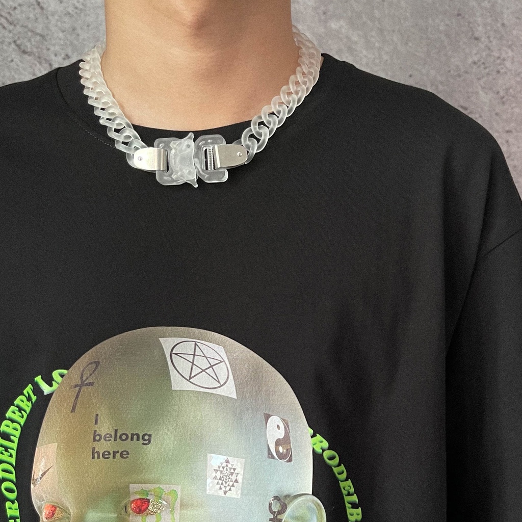 Vòng Cổ Nhựa PVC Trong Suốt Đa Năng Phong Cách Hiphop Đường Phố Cho Nam Nữ