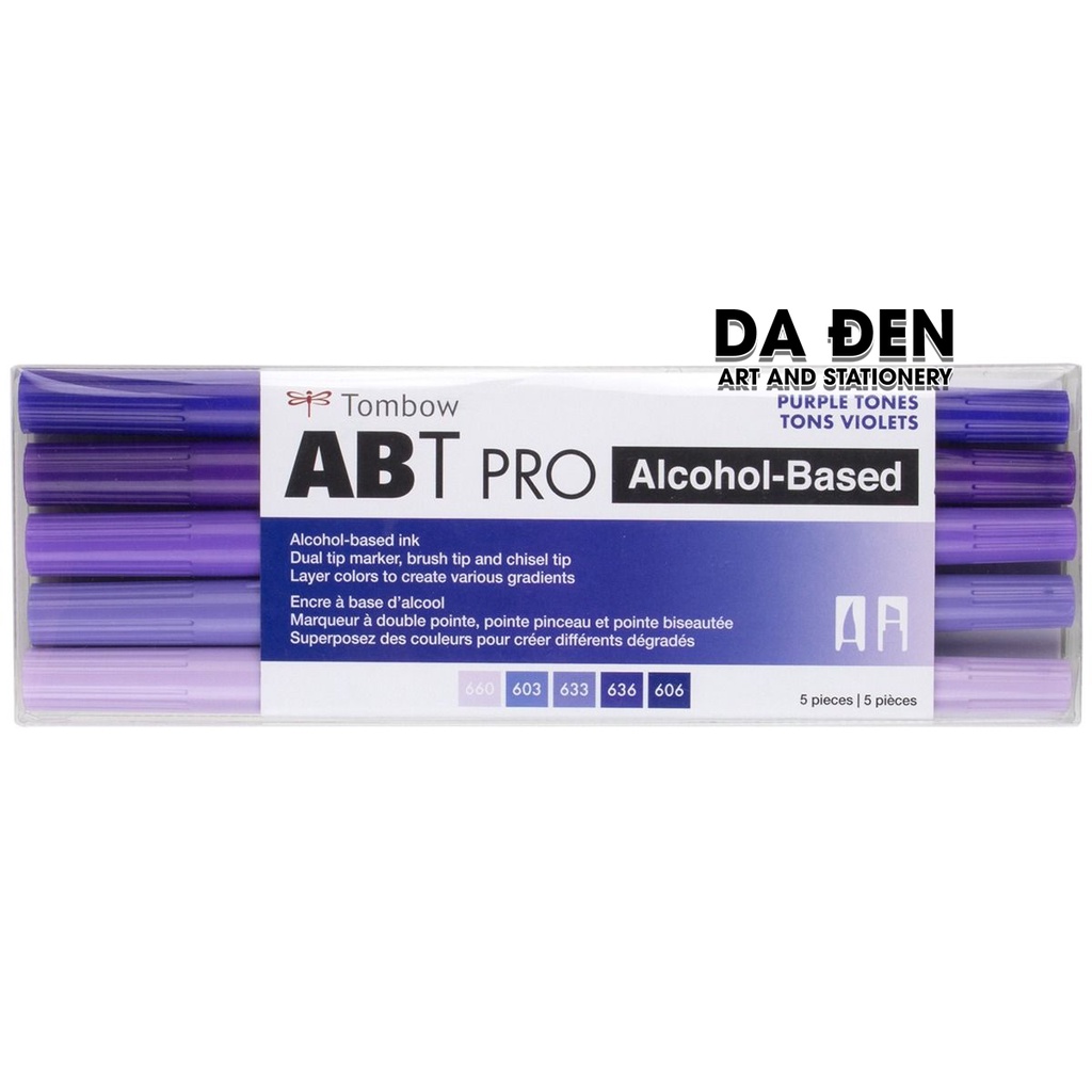 [DA ĐEN] Bộ 5 Bút Dual Marker Tombow ABT Pro - Purple Tones