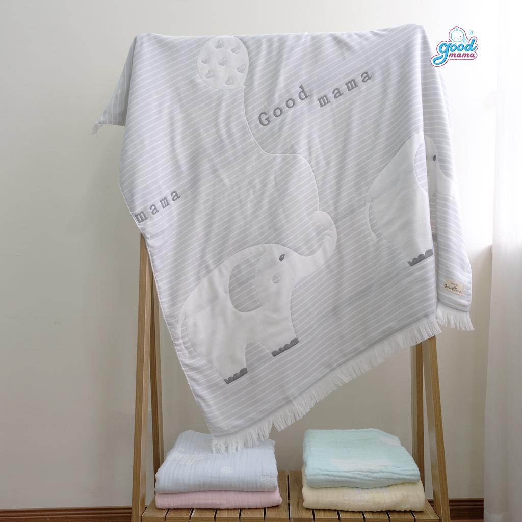 Chăn Cho Bé Sơ Sinh Goodmama 6 lớp Chất liệu sợi tre + cotton mềm mại, kích thước 110x110cm