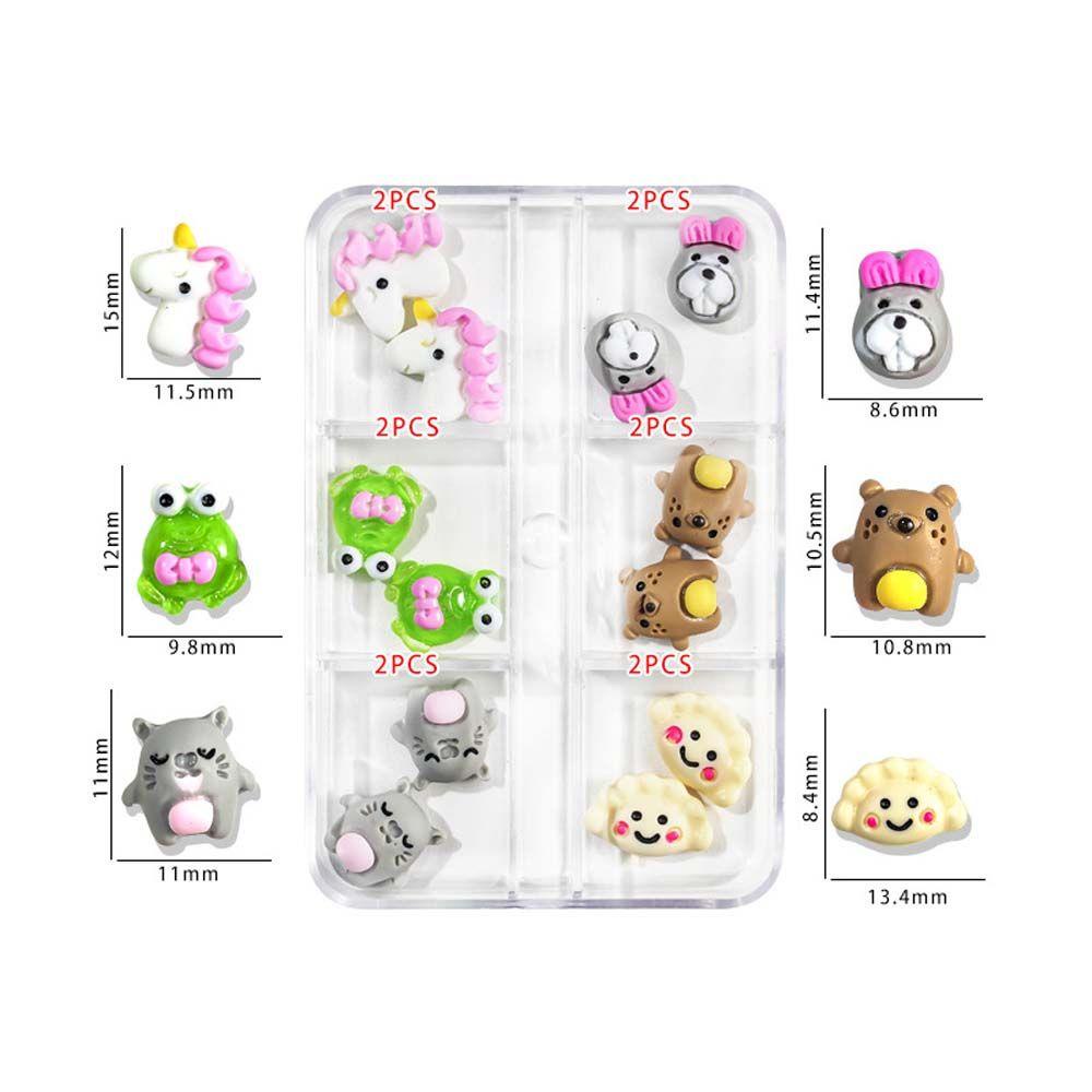 Set 12 Phụ Kiện Trang Trí Móng Tay 3D Nhiều Màu Sắc