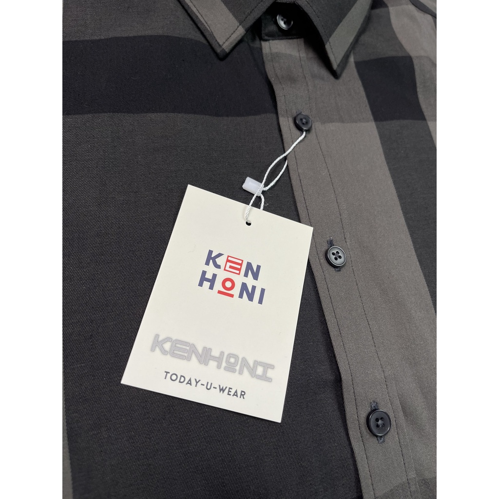 Áo sơ mi nam công sở KENHONI form dáng Hàn Quốc chất cotton 100 phối họa tiết BBR