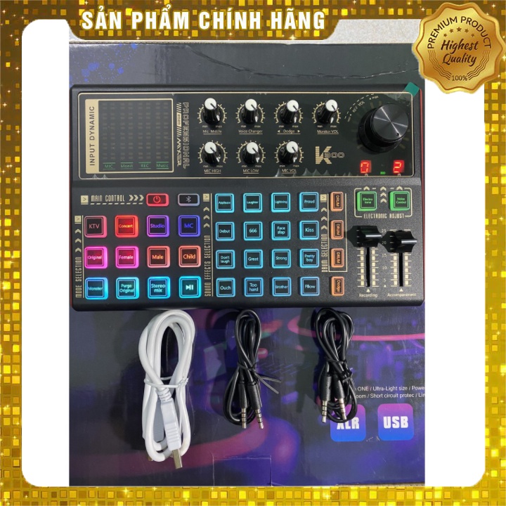 Sound Card Livestream K300 Thu âm, Karaoke Livestream FB, Bigo live hỗ trợ tốt các dòng mic 5v