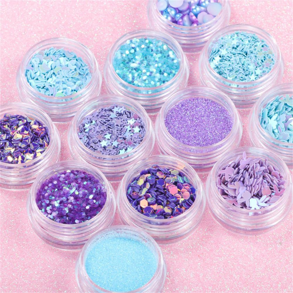 Set 12 hũ kim tuyến lấp lánh trang trí resin