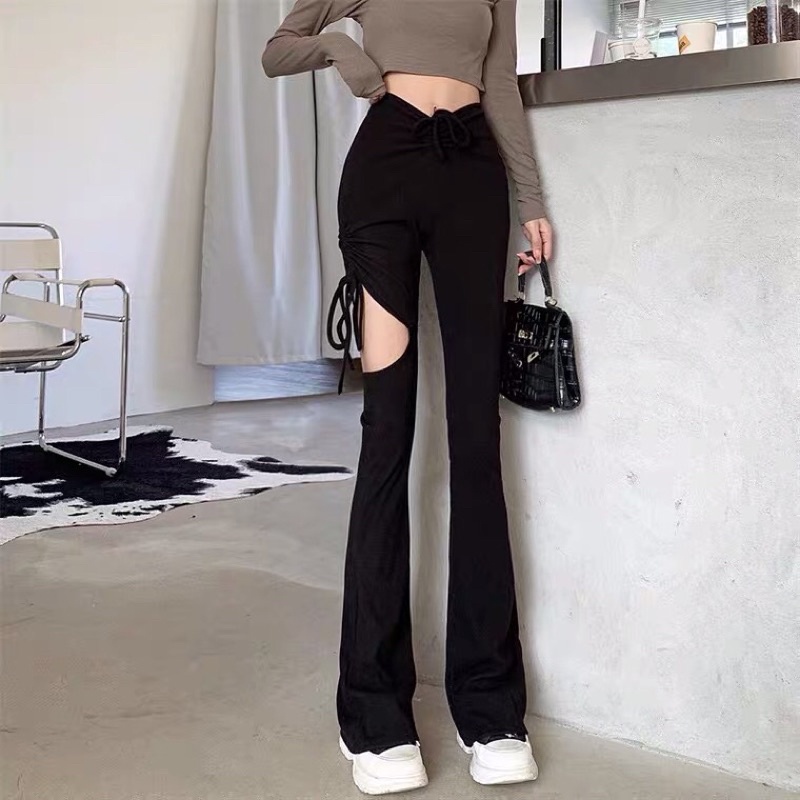 Quần thun tăm rút xẻ đùi