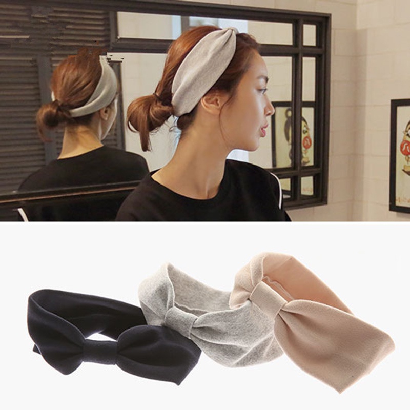 Băng Đô Bằng Vải Cotton Mềm Màu Trơn Thiết Kế Co Giãn Hợp Thời Trang Cho Nữ
