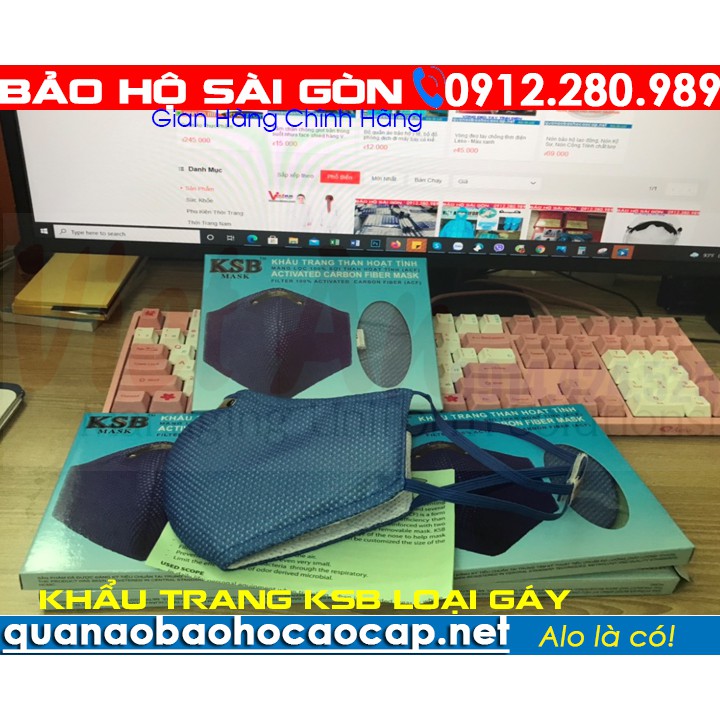 Khẩu Trang Than Hoạt tính KSB Mask Loại Gáy  (sử dụng được 1 tháng) hình chụp thật 100%