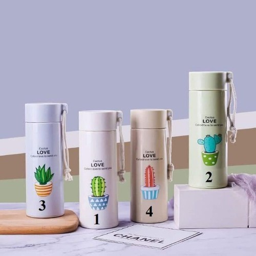 Bình Nước Hình Xương Rồng Nhiều Màu 400ml