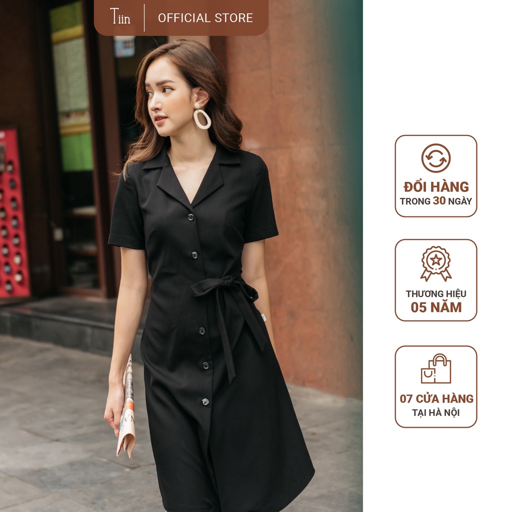 đơn 99K] Váy suông nơ eo cổ vest TIIN STORE V0T188