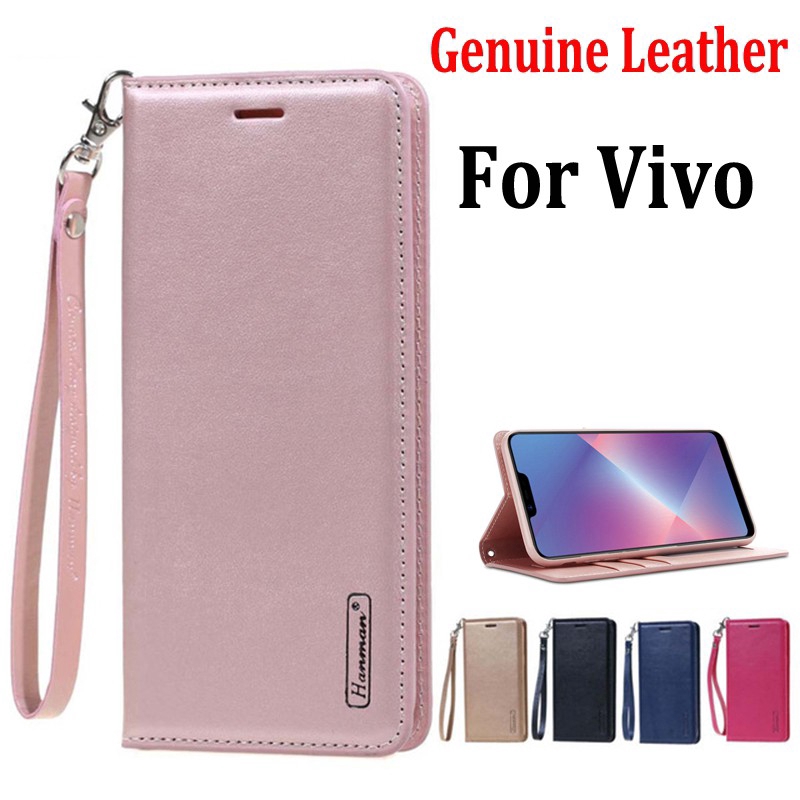 Vivo V29e 5G V29 Y17s Y02t Y36 V27e Y02A V25 Pro 5G Y35 V25e Y16 Y22s Y02s X80 Pro T1x Y01 V23 V23e Y15A Y15s Y33s Y21s X70/X60 Pro V21 Y53s Y72 Y51 V20 2021 V20 SE Y12s Y20s Vỏ nắp gập bằng da Cattlehide chính hãng Vỏ bọc điện thoại sang trọng