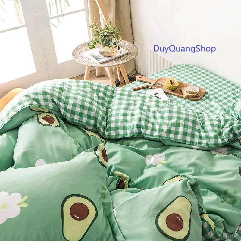 Bộ chăn ga gối cotton poly lidaco bơ xanh SP001151