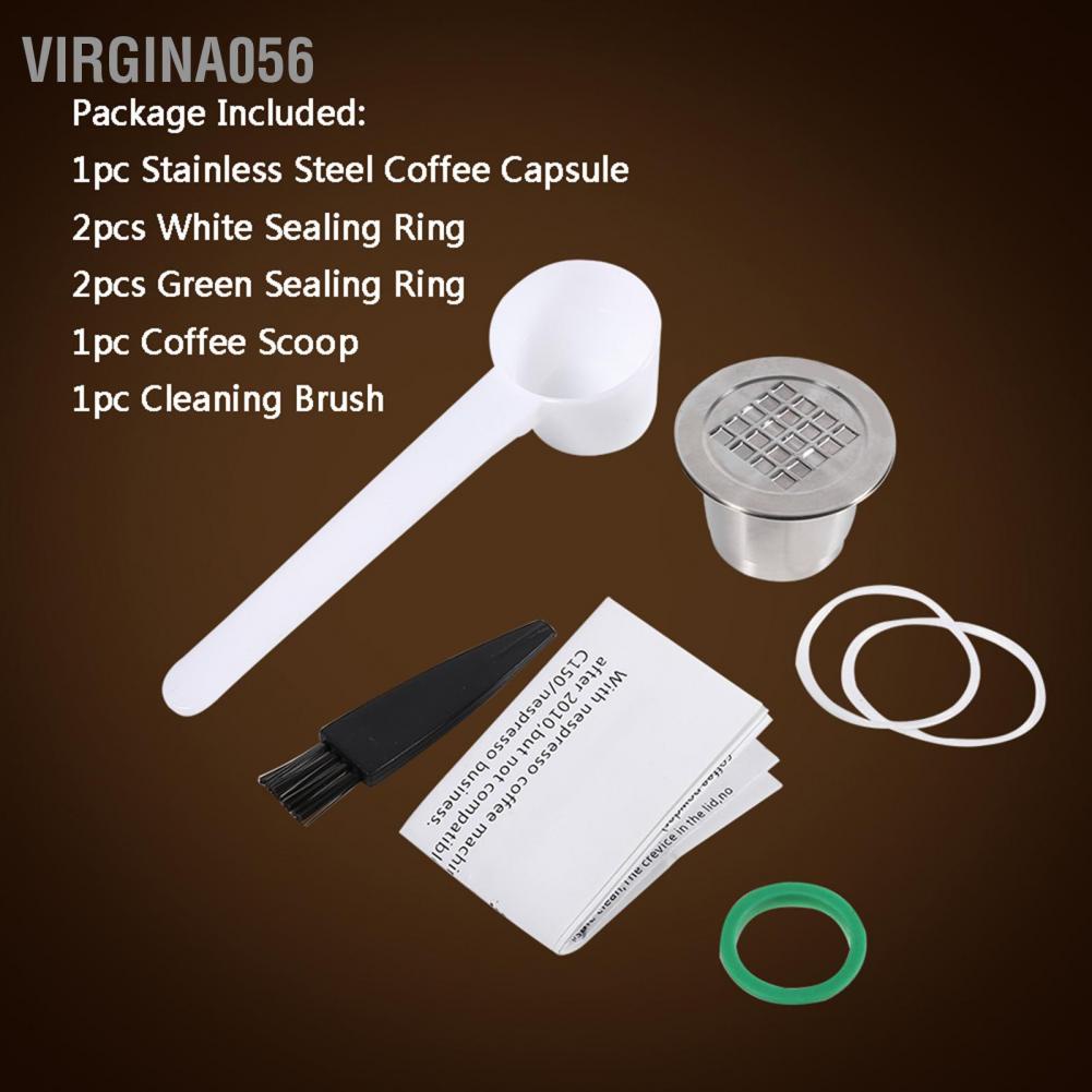 Virgina056 Virgina056 2 loại Viên nang cà phê có thể tái sử dụng bằng thép không gỉ Tương thích cho máy pha Nespresso