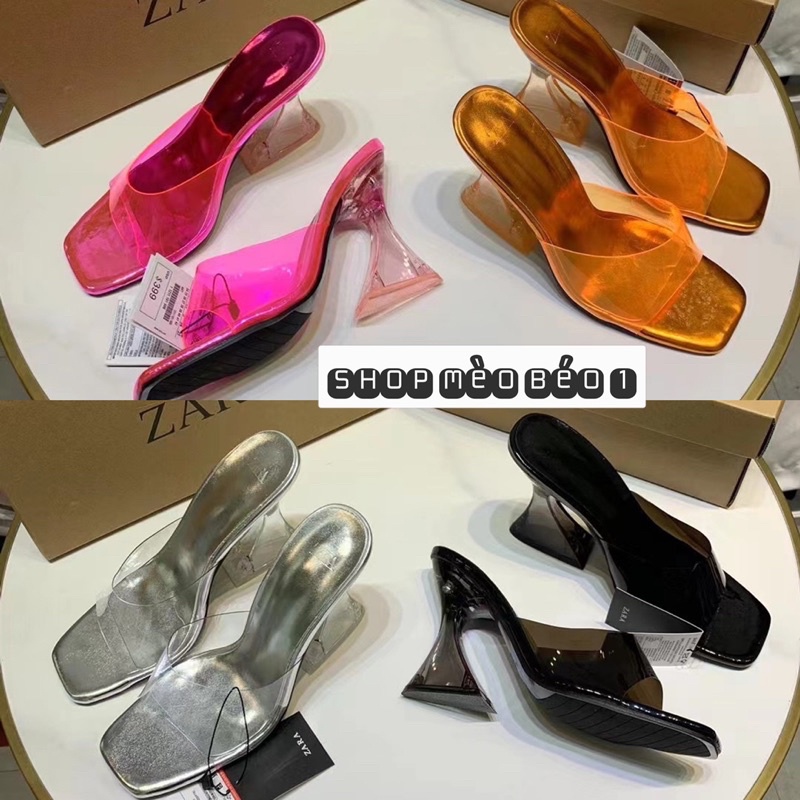 Guốc zara mica quai ngang gót loe xuất dư fullbox