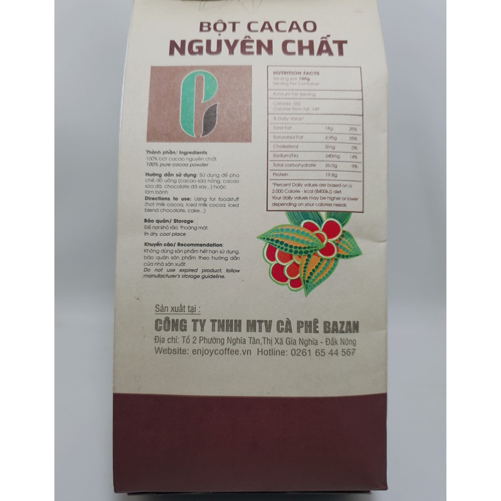 Bột cacao nguyên chất (nón lá) 500g | BigBuy360 - bigbuy360.vn