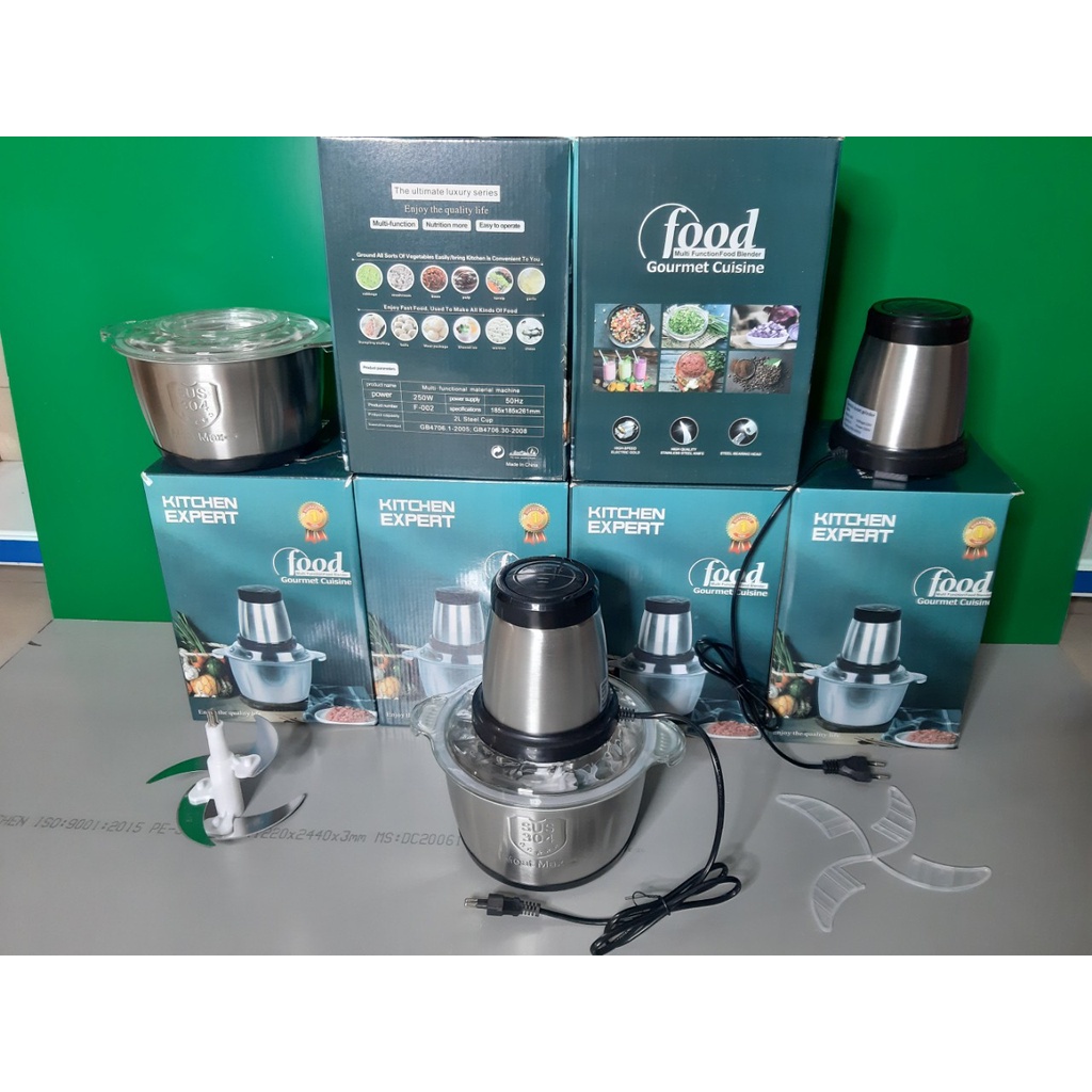 MÁY XAY THỊT ĐA NĂNG CỐI INOX 2L Máy Xay Thực Phẩm Kitchen Expert 250W Siêu Khỏe Lưỡi Dao 4 Chiều - GIA DỤNG SMARTSUN