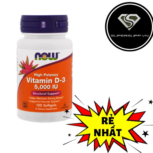 Viên Uống Bổ Sung Vitamin D3 5000IU Now Foods – 120 viên