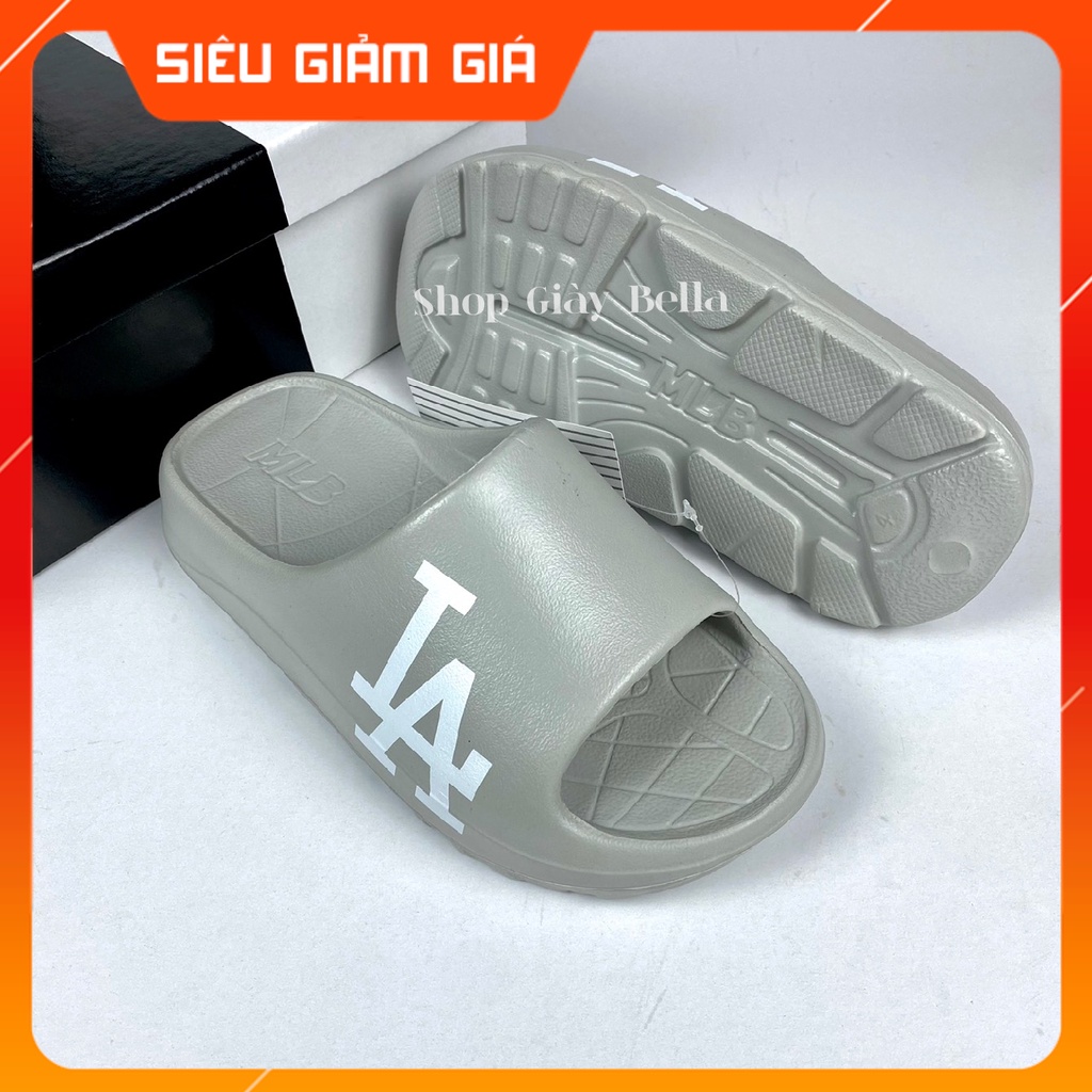 Dép Nam Nữ Quai Ngang MLB Unisex Đế Bánh Mì Đúc Nguyên Khôi Siêu Hot Trend - Màu Xám LA