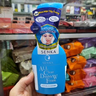 Bọt rửa mặt tẩy trang sáng mịn Senka All Clear Double W Foam 150ml