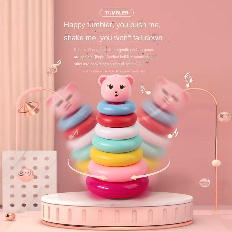 Đồ Chơi Tháp Xếp Hình Màu Cầu Vồng Cho Bé 0-3 Tuổi