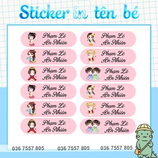 Sticker Dán In Tên Bé - dán dụng cụ đồ dùng học tập cho học sinh - in tên bé theo yêu cầu - giá rẻ nhất năm 2020