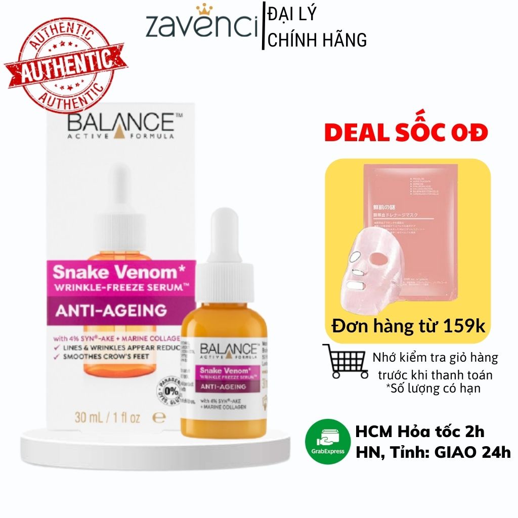 Serum Balance Active Formula Wrinkle Freeze tinh chất dưỡng da chống lão hóa 30ml - ZAVENCI Official