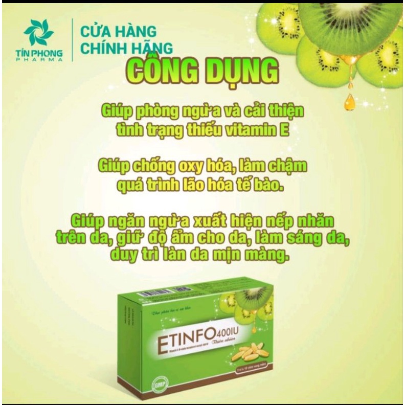 Etinfo 400 iu bổ sung vitamin e tự nhiên hộp 30 viên