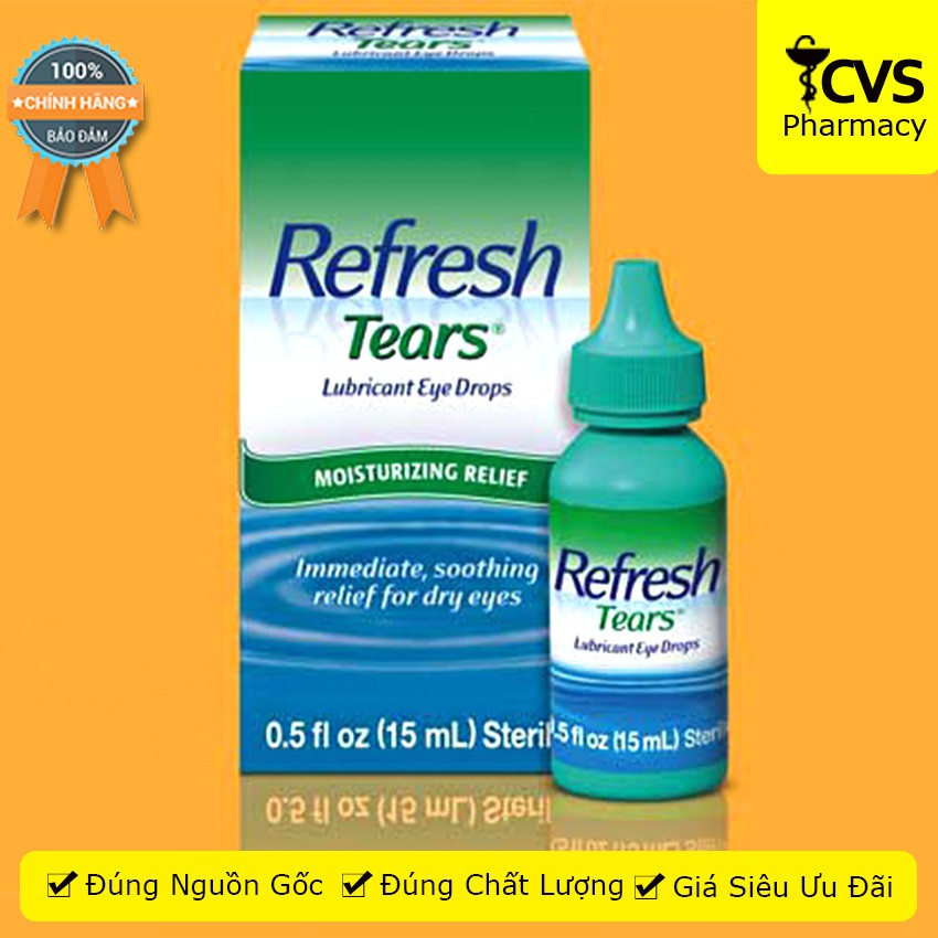 Nước nhỏ mắt Refresh Tears 15ml - Giúp Làm Dịu Cảm Giác Nóng Rát, Khó Chịu Do Khô Mắt - cvspharmacy