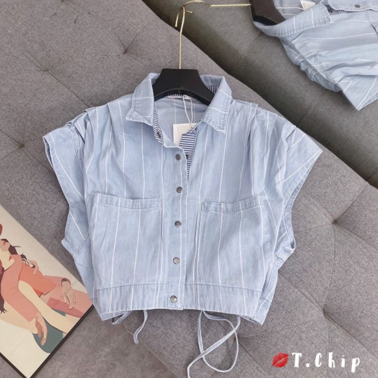 Áo sơmi jean dây buộc hàng QCL1