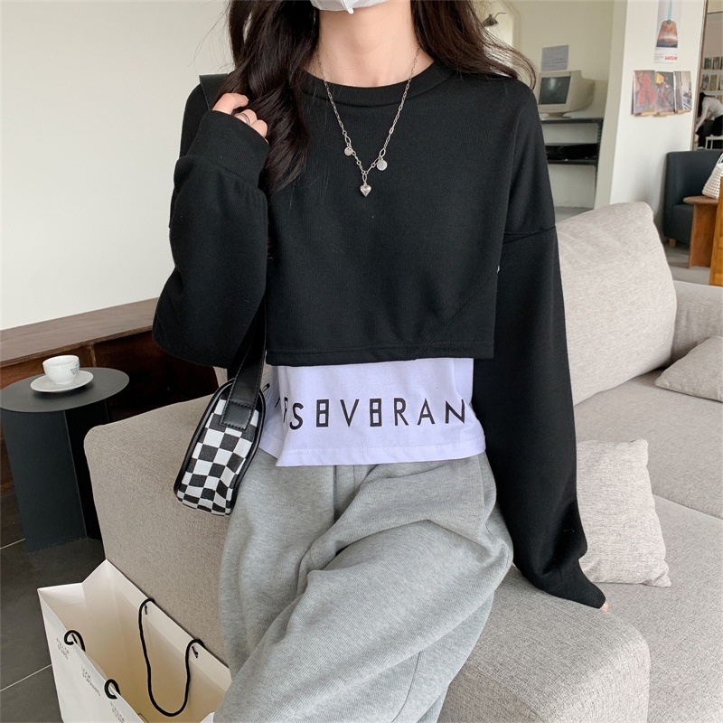 Áo Thun Dài Tay Giả Hai Lớp Thiết Kế Cá Tính Thời Trang