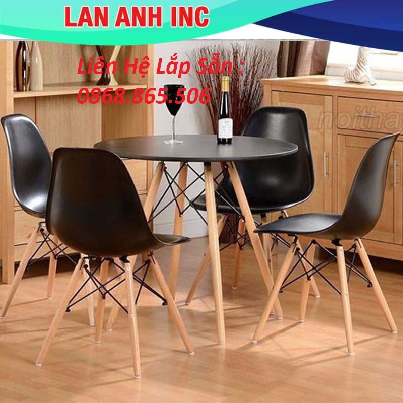 Bàn ăn cafe gỗ tròn decor phòng chờ