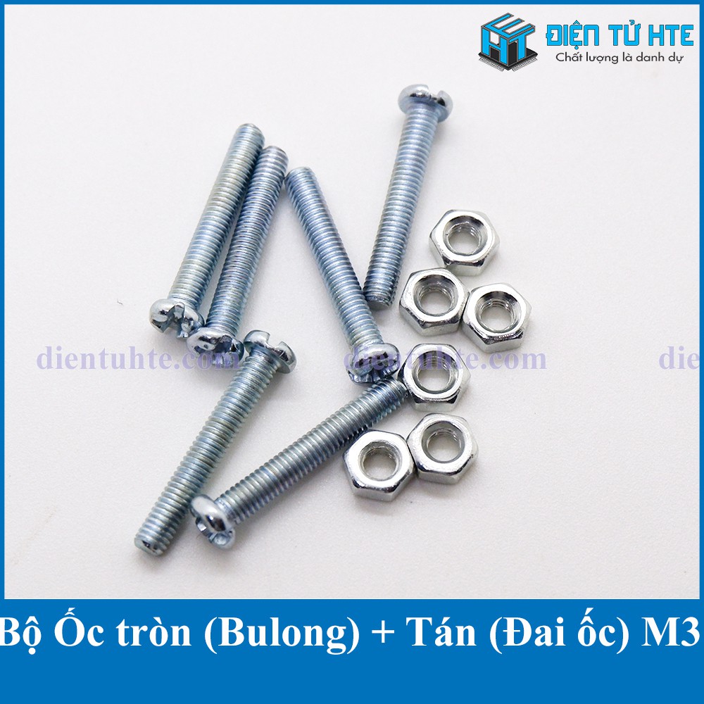 Bộ Ốc tròn (Bulon) + Tán (Đai ốc) M2 M3 M4 (Gói 20 con) [HTE Quy Nhơn CN2]