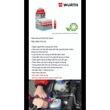 Nước đổ kính lái wurth 32ml làm sạch vết dầu mỡ, vết bẩn